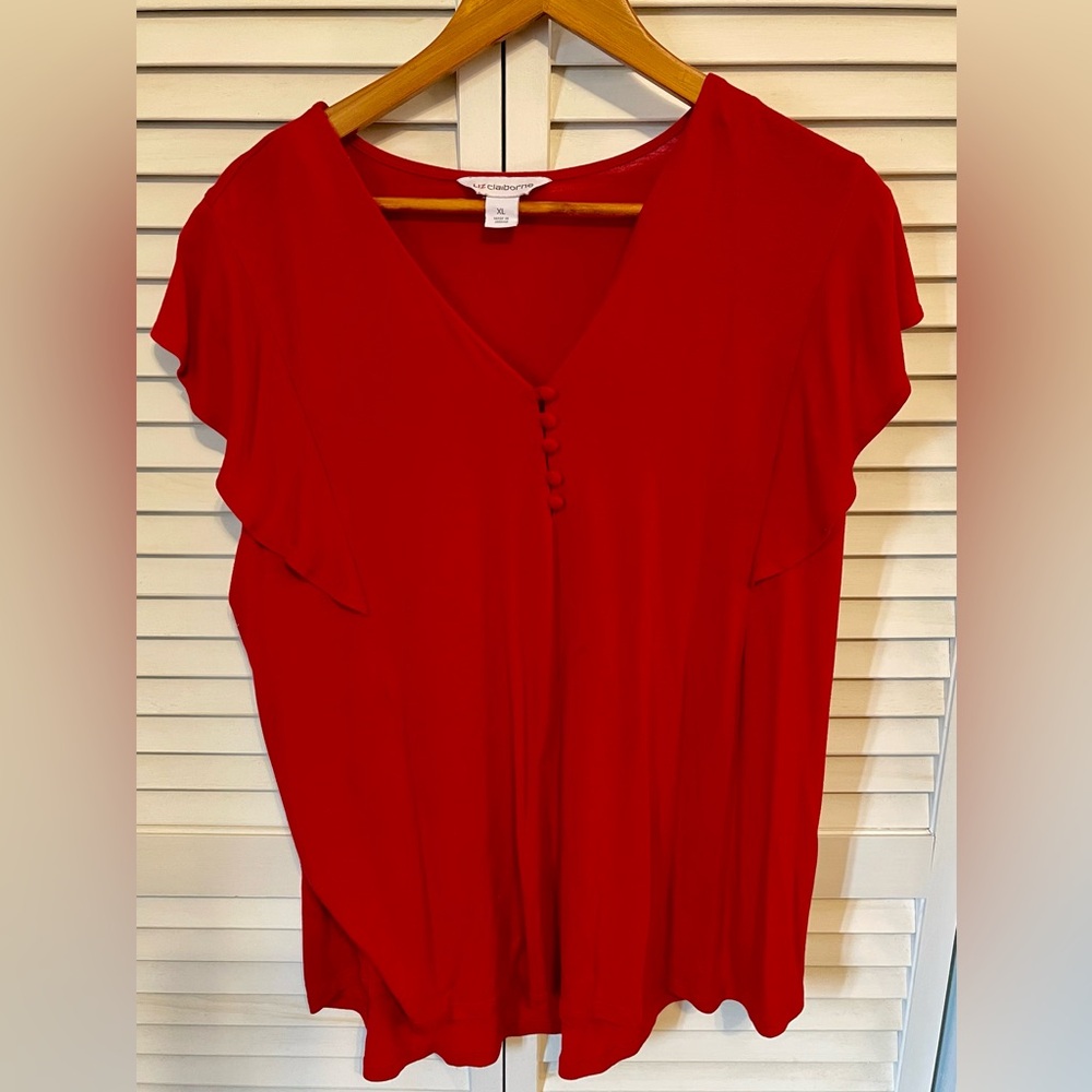 Liz Claiborne Red N-Neck Blouse size XL
